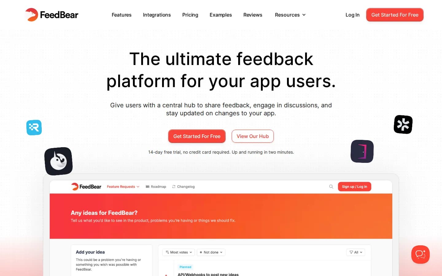 Screenshot of the FeedBear website