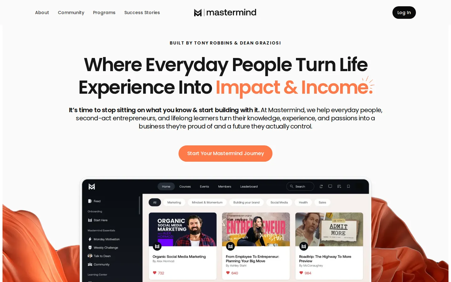 Screenshot of the Mastermind website