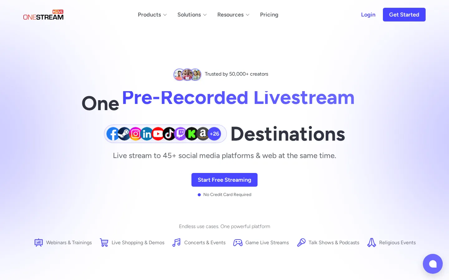 Screenshot of the OneStream Live website