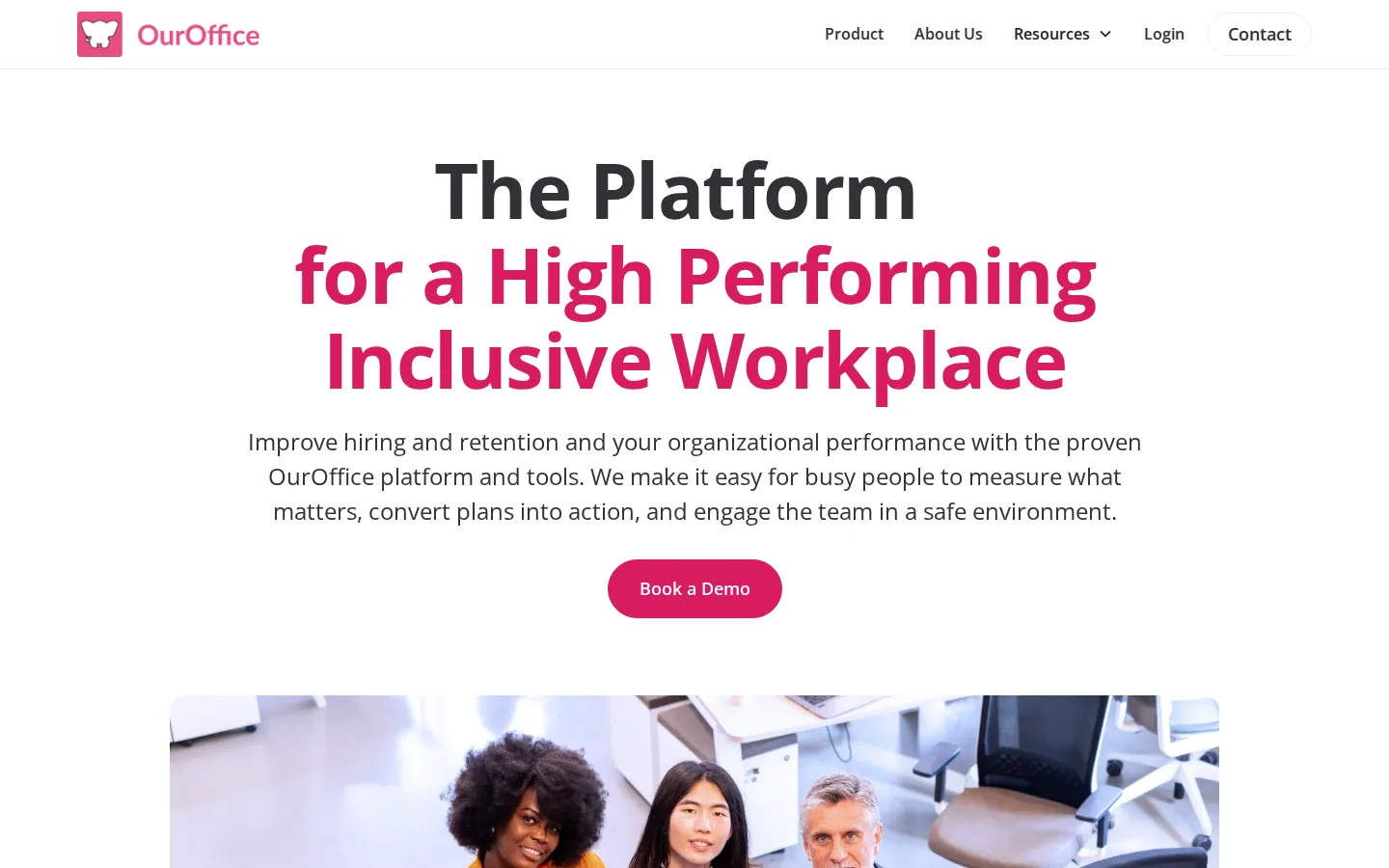 Screenshot of the OurOffice website